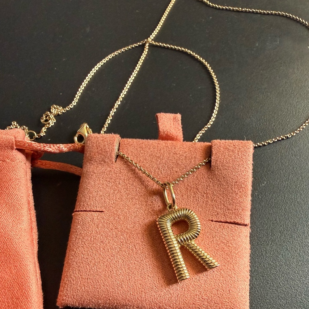 (NEW) MEJURI 18K Gold Vermeil Letter R Necklace